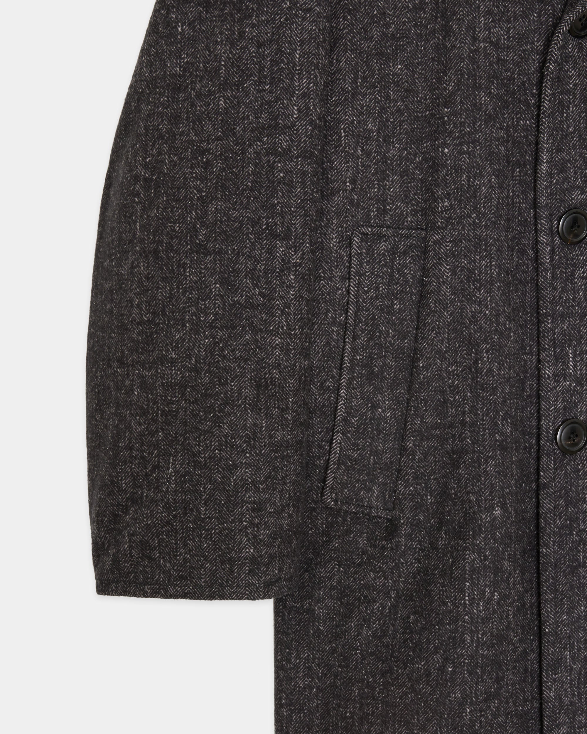 Heavy Silk Flannel / Shawl Collar Coat, Herringbone