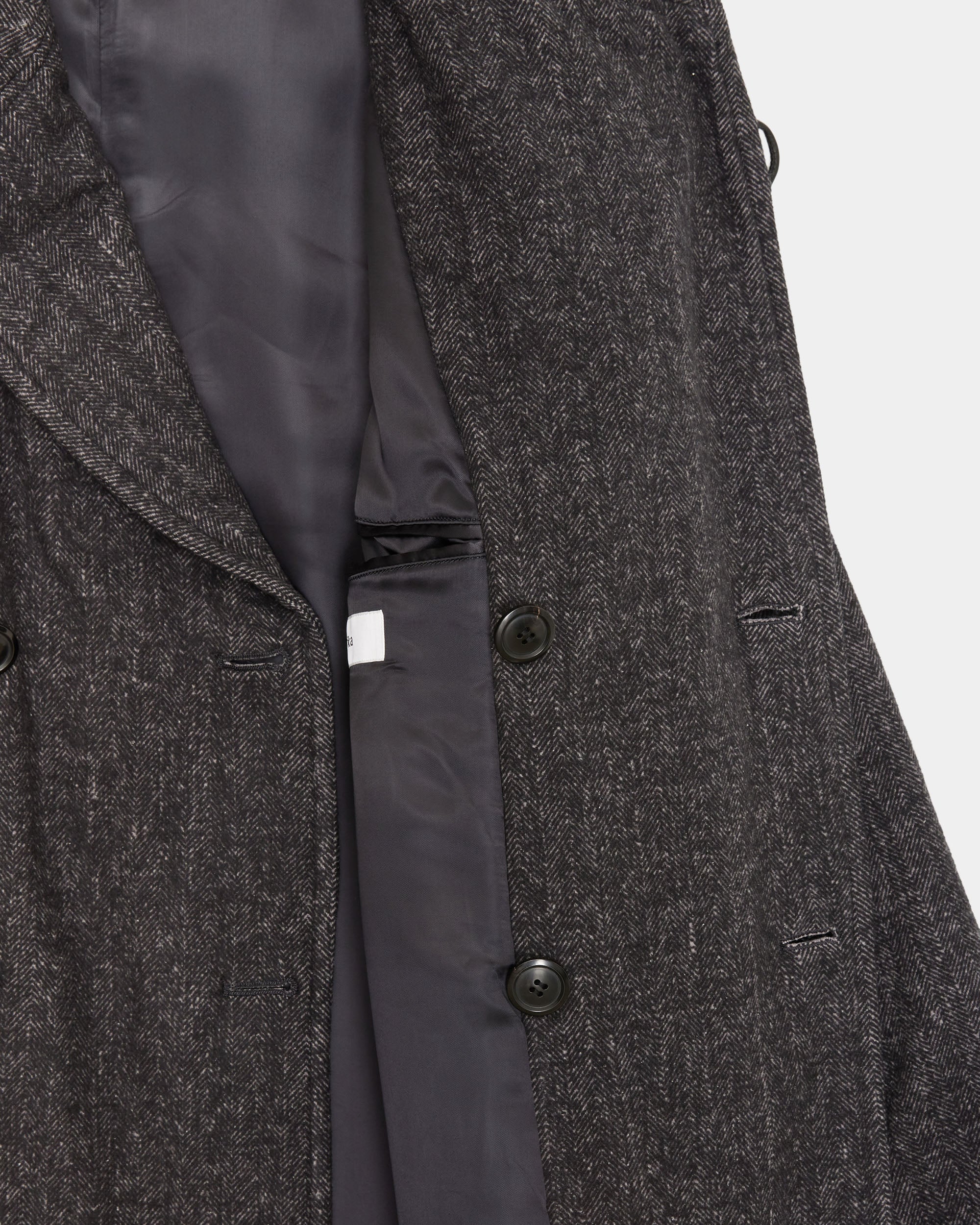 Heavy Silk Flannel / Shawl Collar Coat, Herringbone