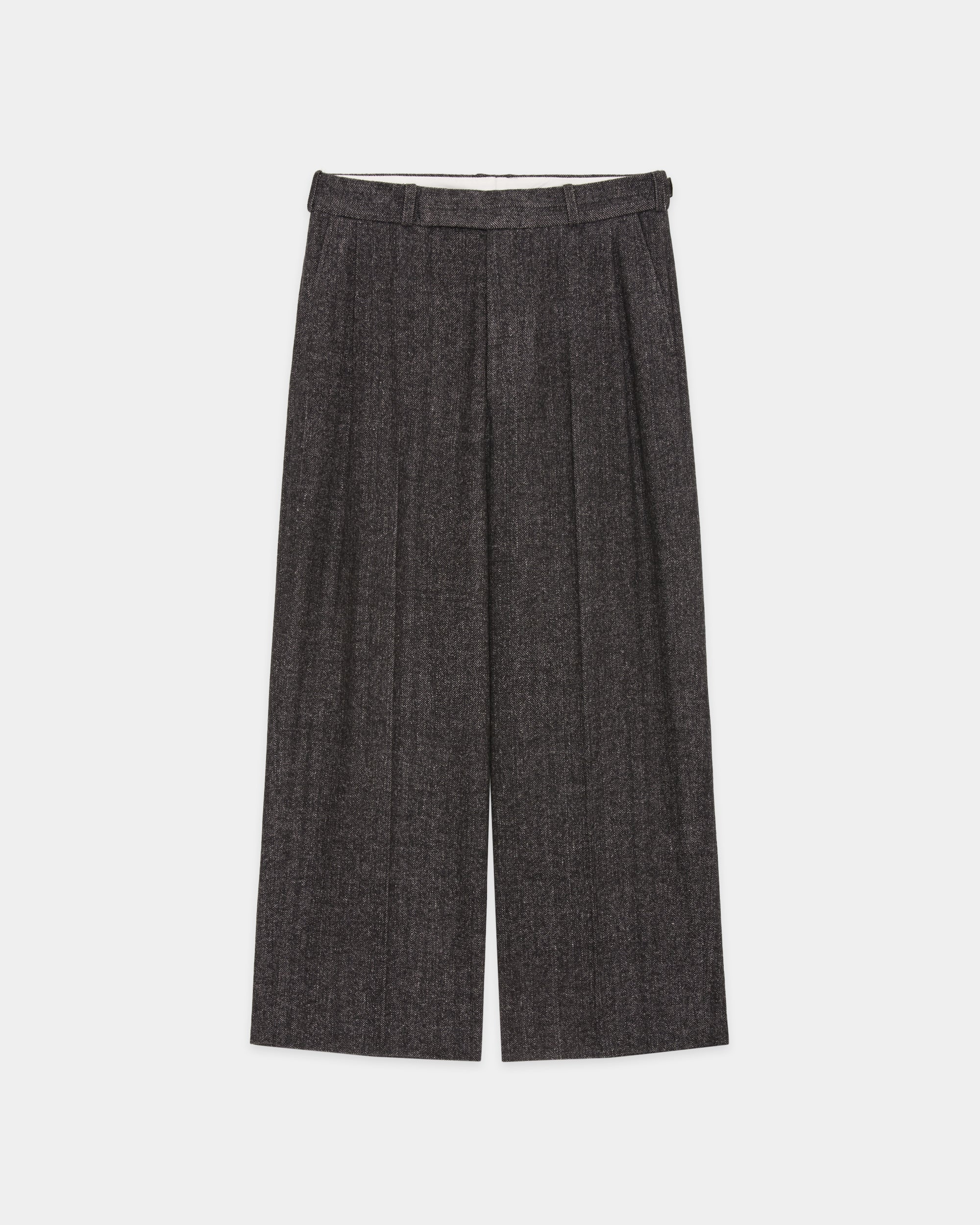 ヘビーシルクフランネル / シングルプリーツワイドトラウザーズ, Herringbone