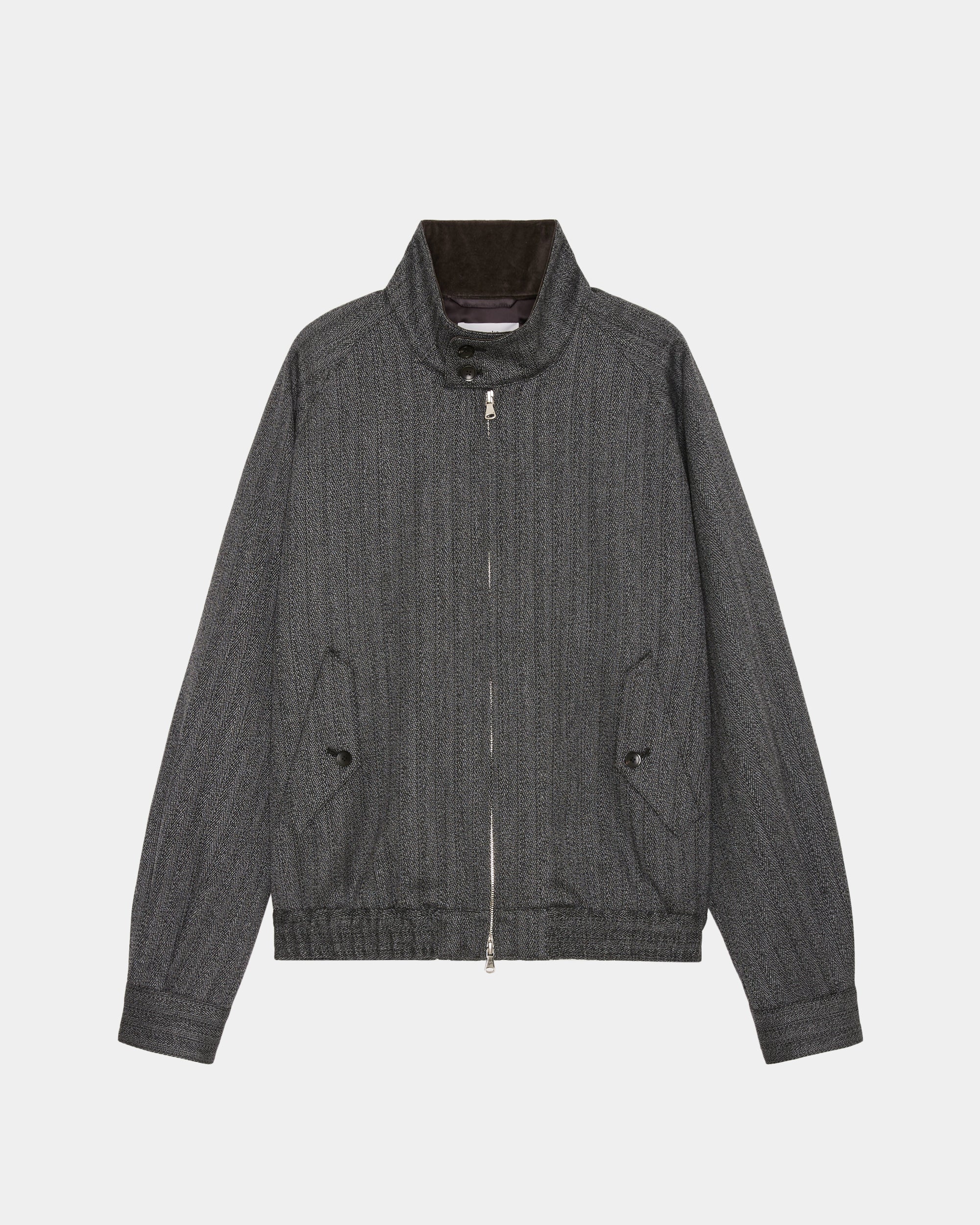 Organic Wool Twisted Melange Herringbone / Dog Ear Jacket, Gray