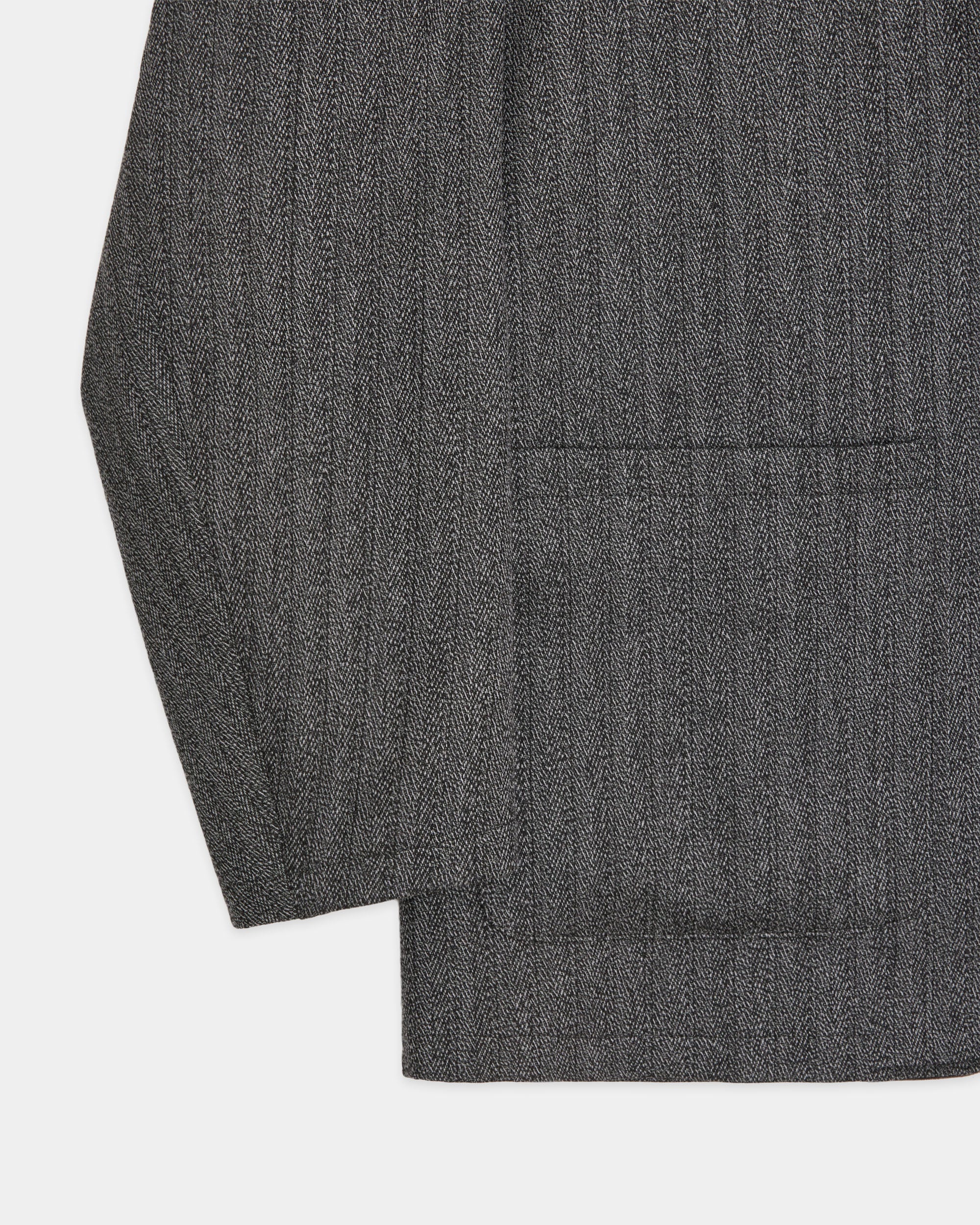 Organic Wool Twisted Melange Herringbone / Lapelless Jacket, Gray