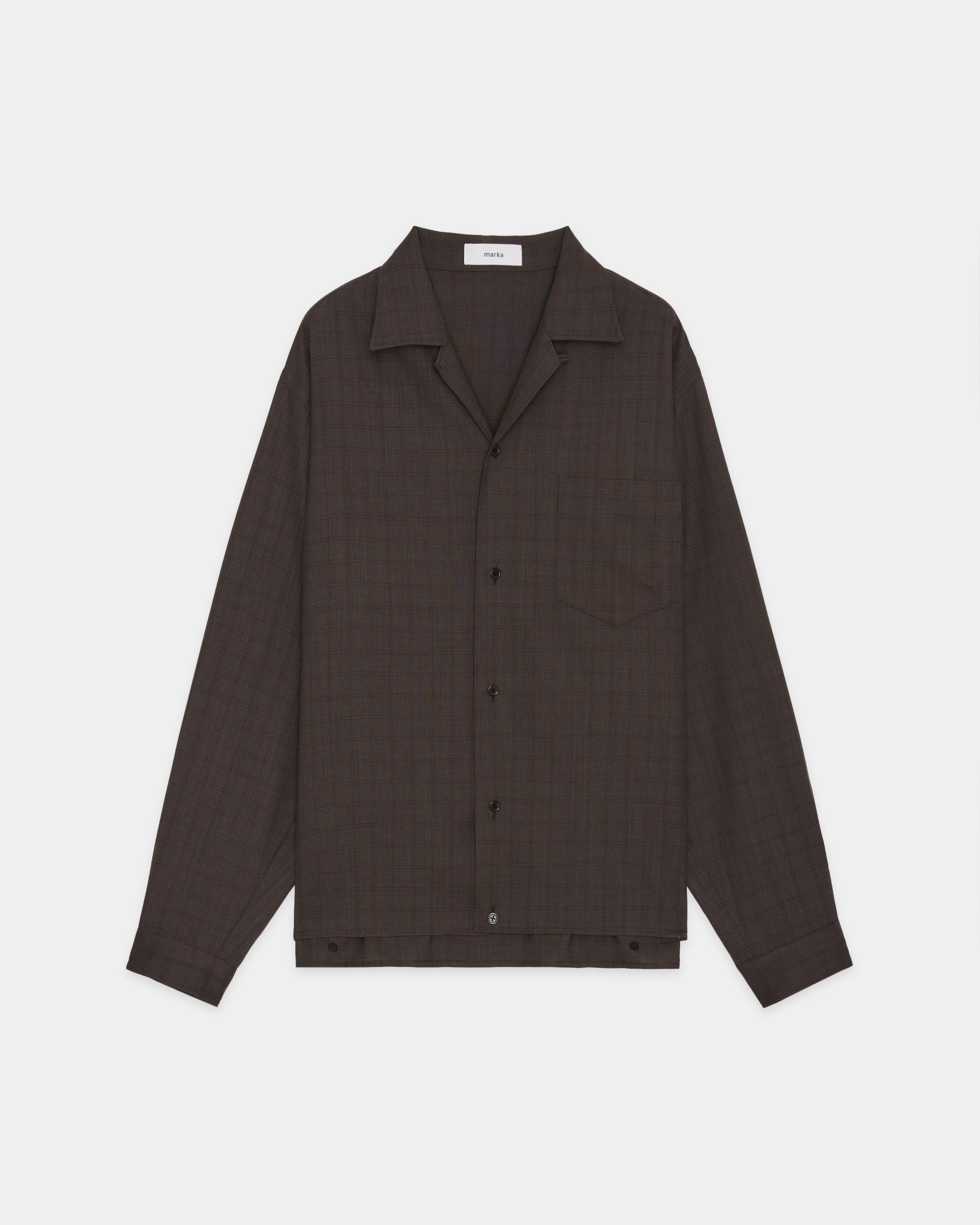 Rws Super 140s High Twist Serge / Open Collar L/S Shirt With Hem Tab