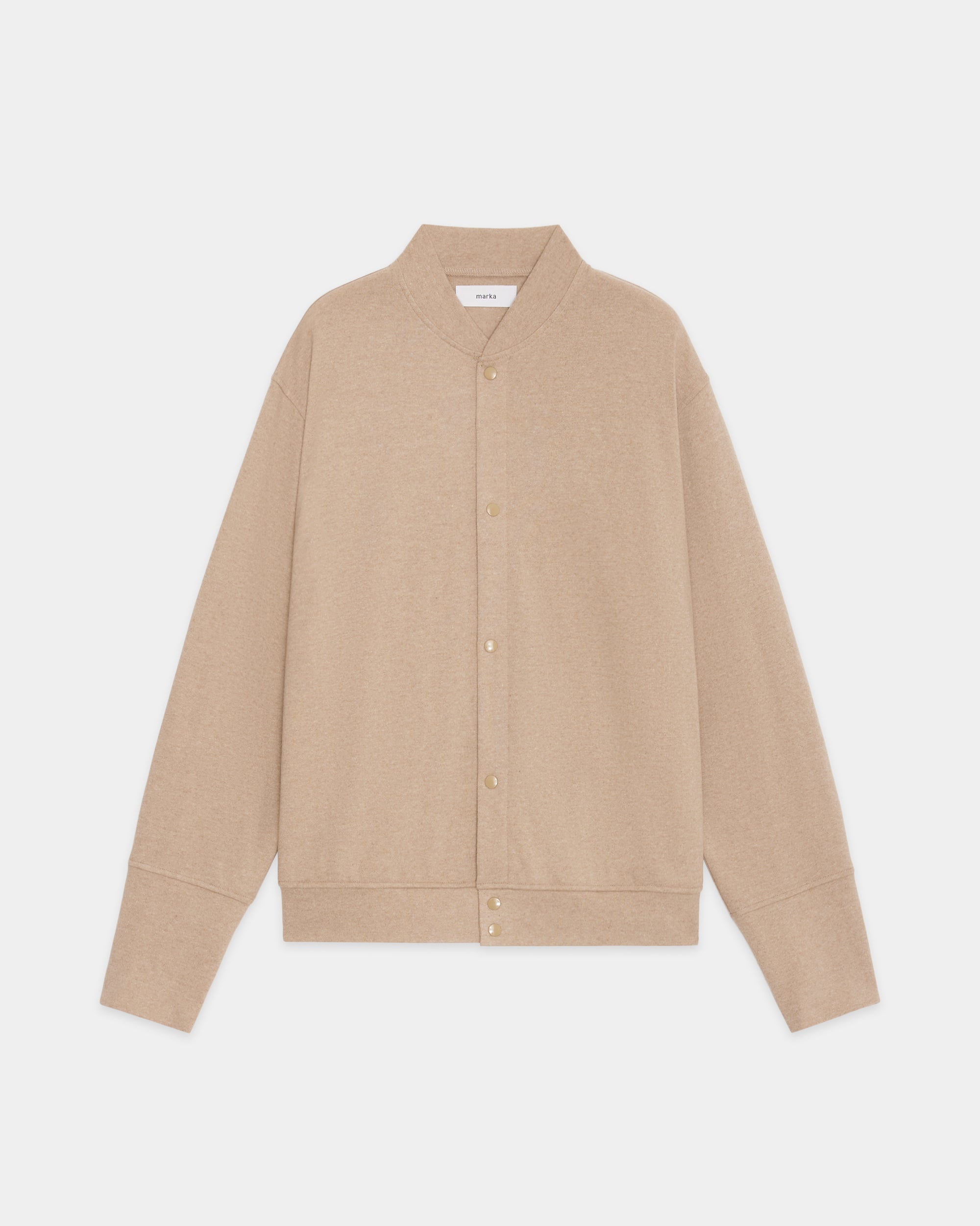 Super 180s Milled Wool Jersey / Snap Jacket, Beige