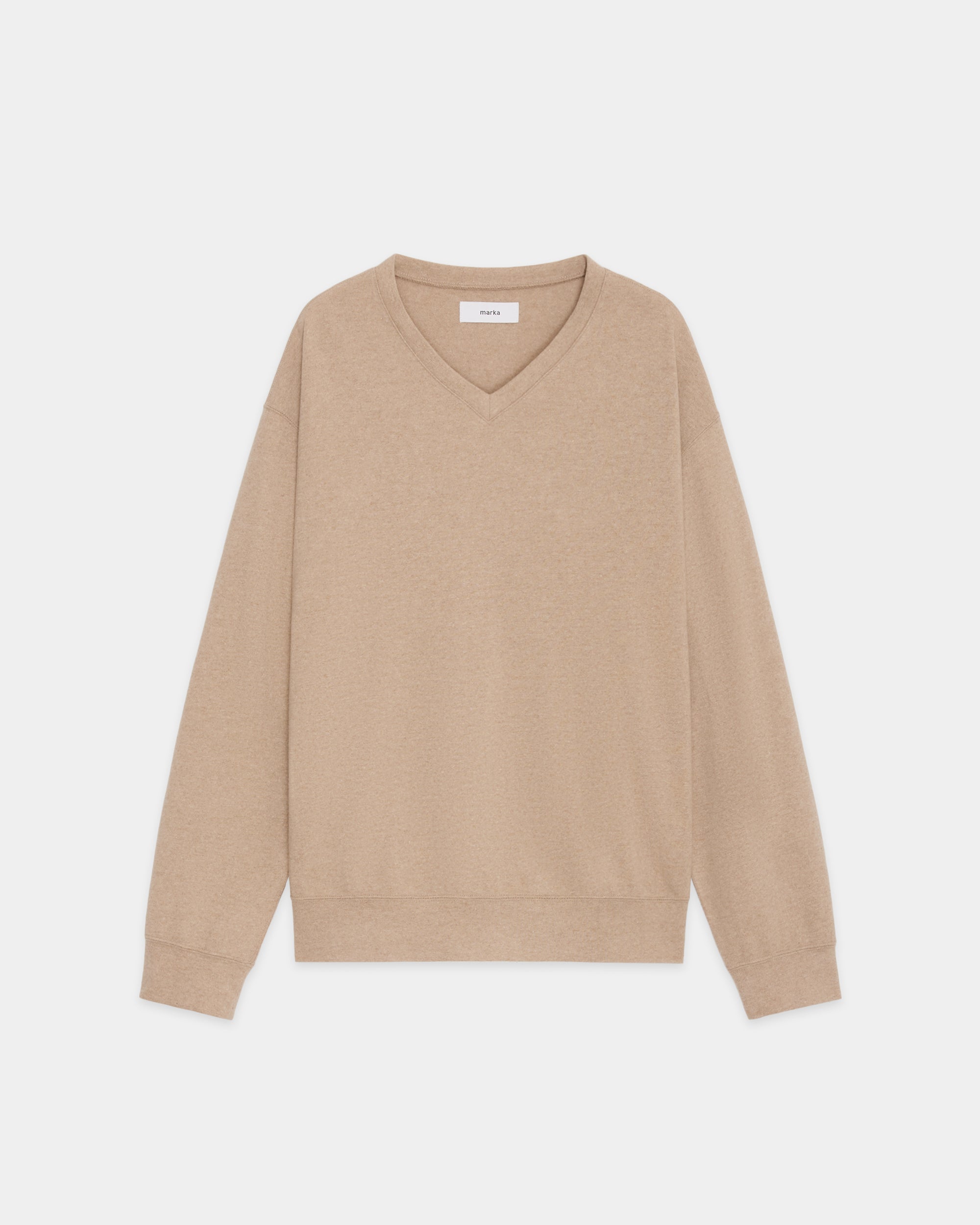 スーパー180s ウール天竺ミルド / VネックL/S Tee, Beige