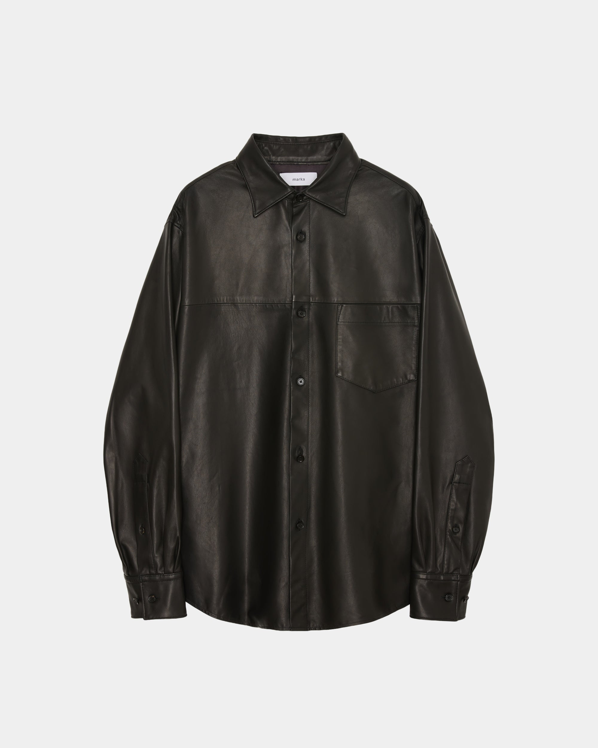 グレイズド シープスキン / レザーシャツ, Black