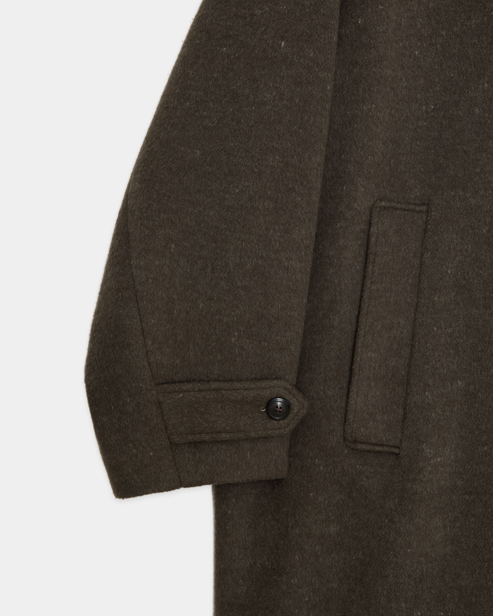 Wool Silk Double Cloth / Walk Around Overcoat, Top Olive