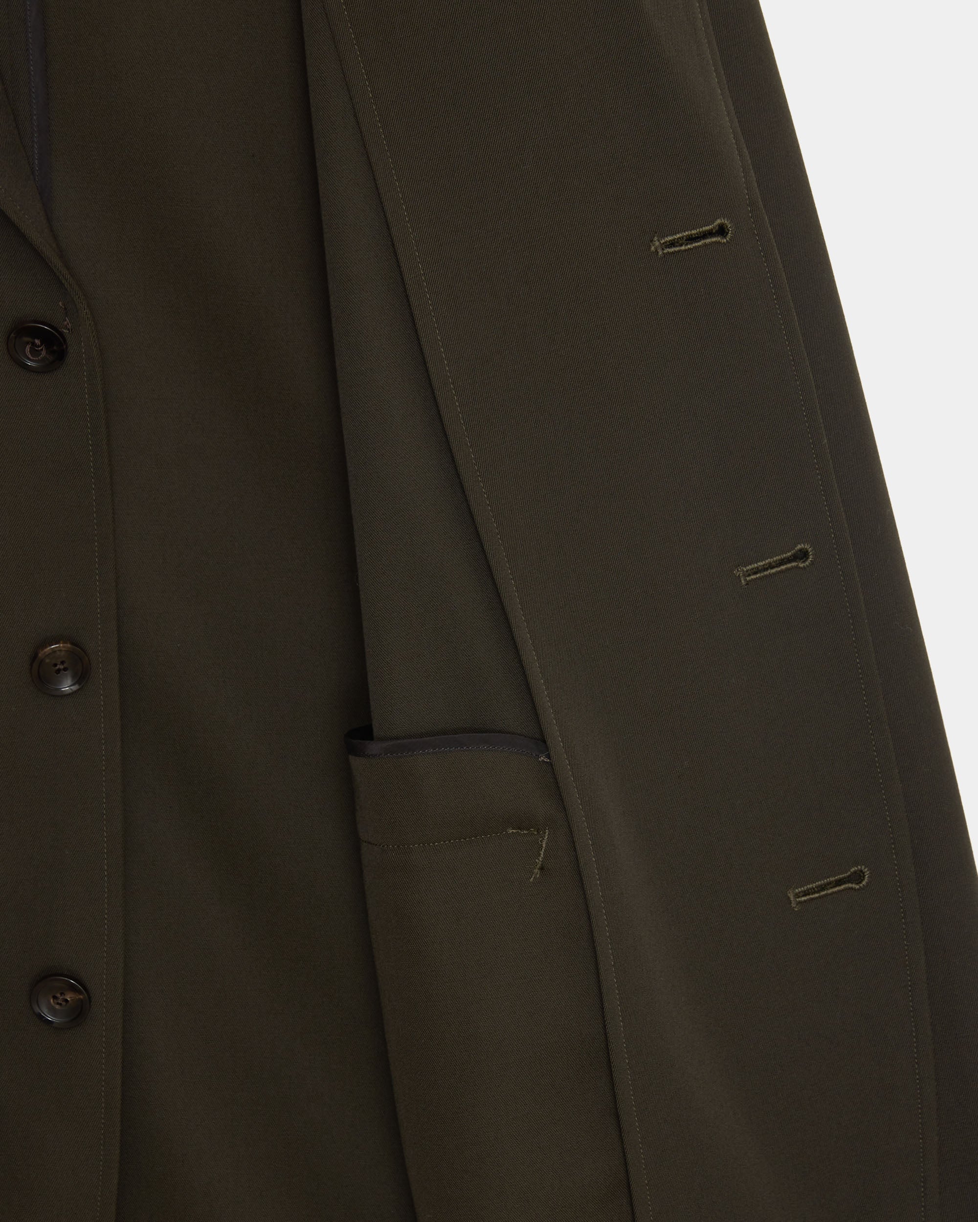 Wool Gabardine Washer Tumbler / Refined Stroll Jacket, Dark Olive
