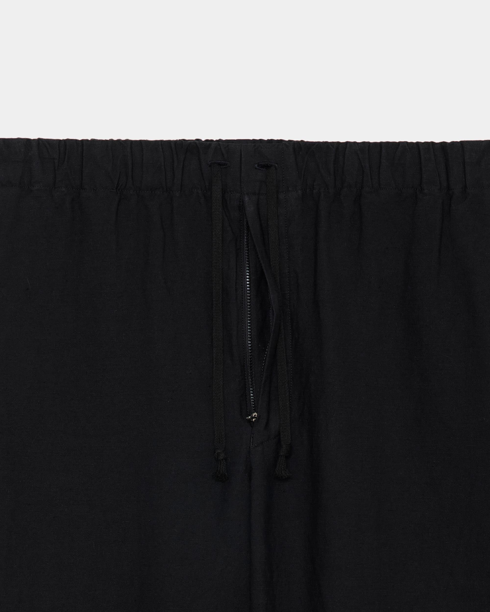 【PARKING別注】オーガニックコットン強撚ドビークロス / ワイドシリンダーフィットイージーパンツ, Black