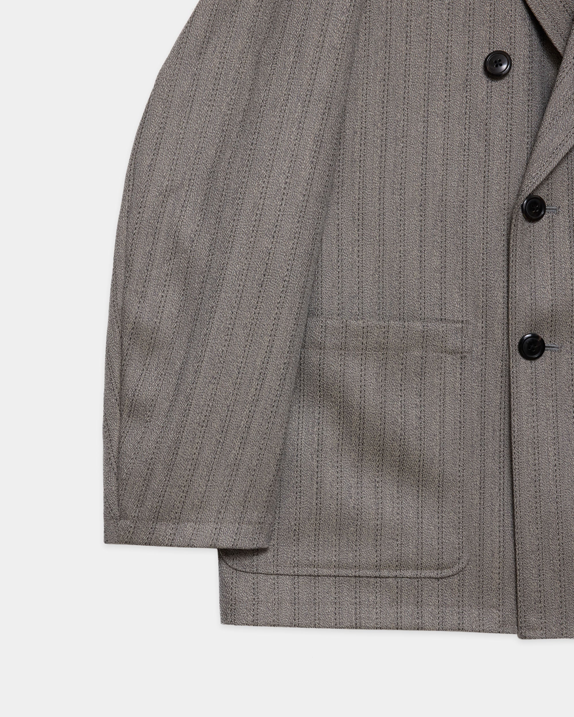 【PARKING別注】オーガニックウール撚り杢へリンボーン / リラックスフィット W.Bジャケット, Greige