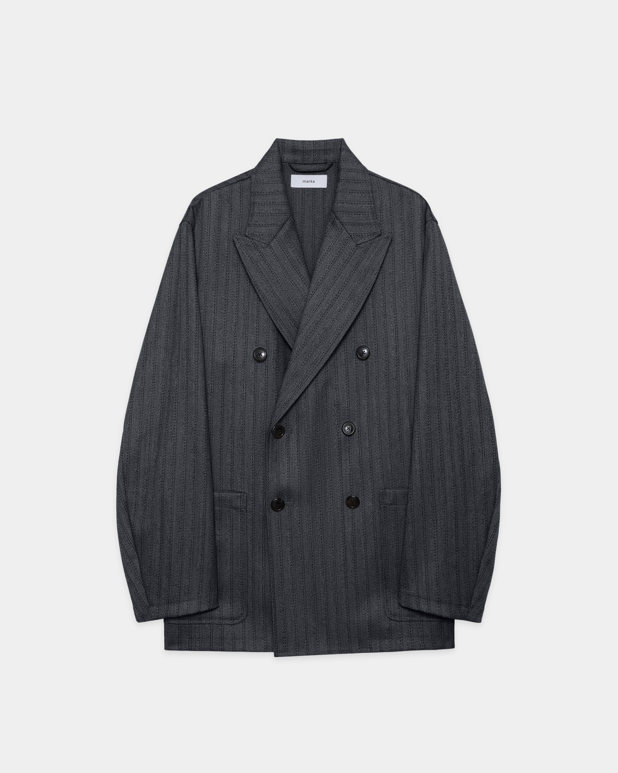 【PARKING Exclusive】Organic Wool Twisted Melange Herringbone / Relaxed Fit W.B Jacket, Gray