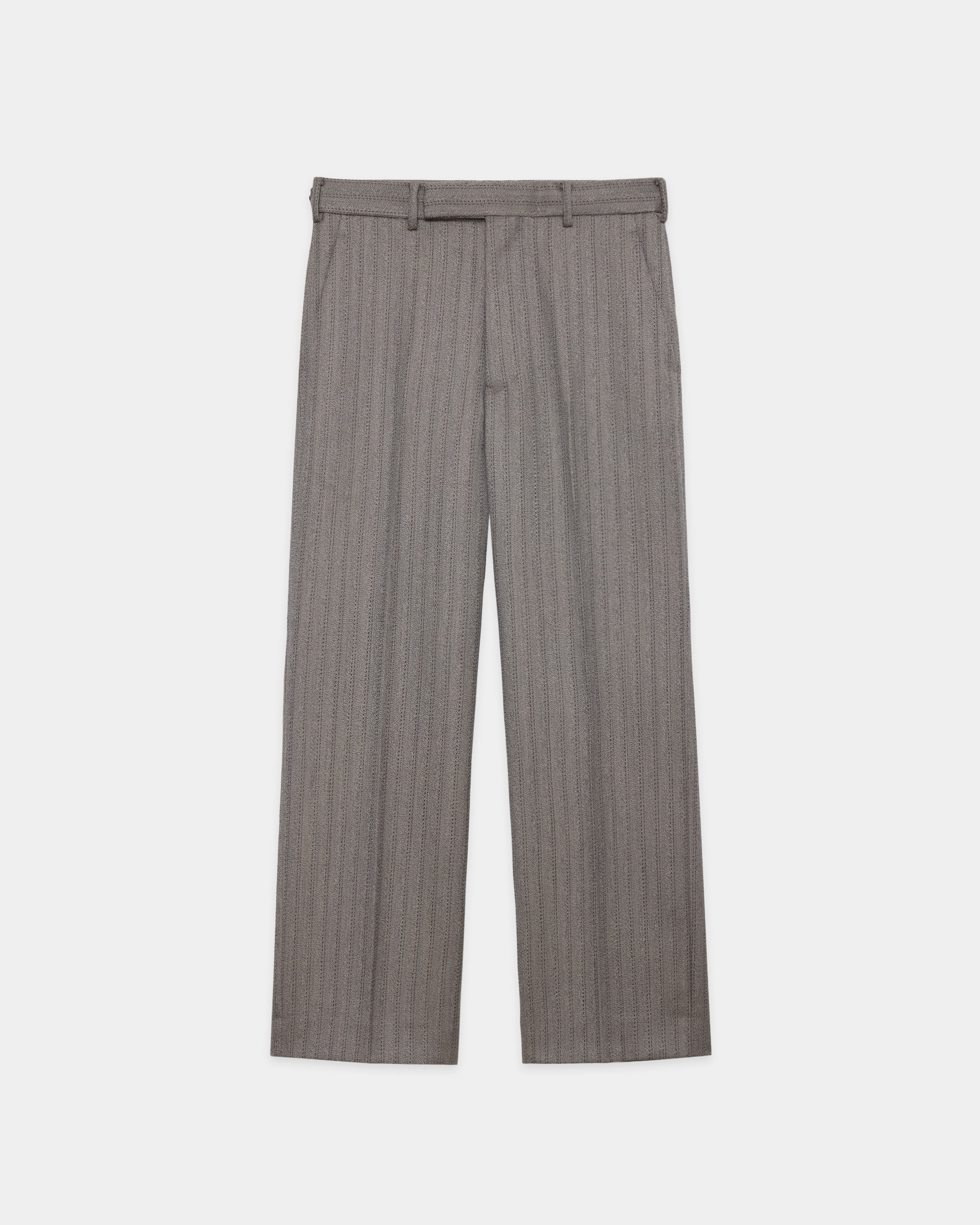 【PARKING Exclusive】Organic Wool Twisted Melange Herringbone / Regular Fit Straight Trousers, Greige