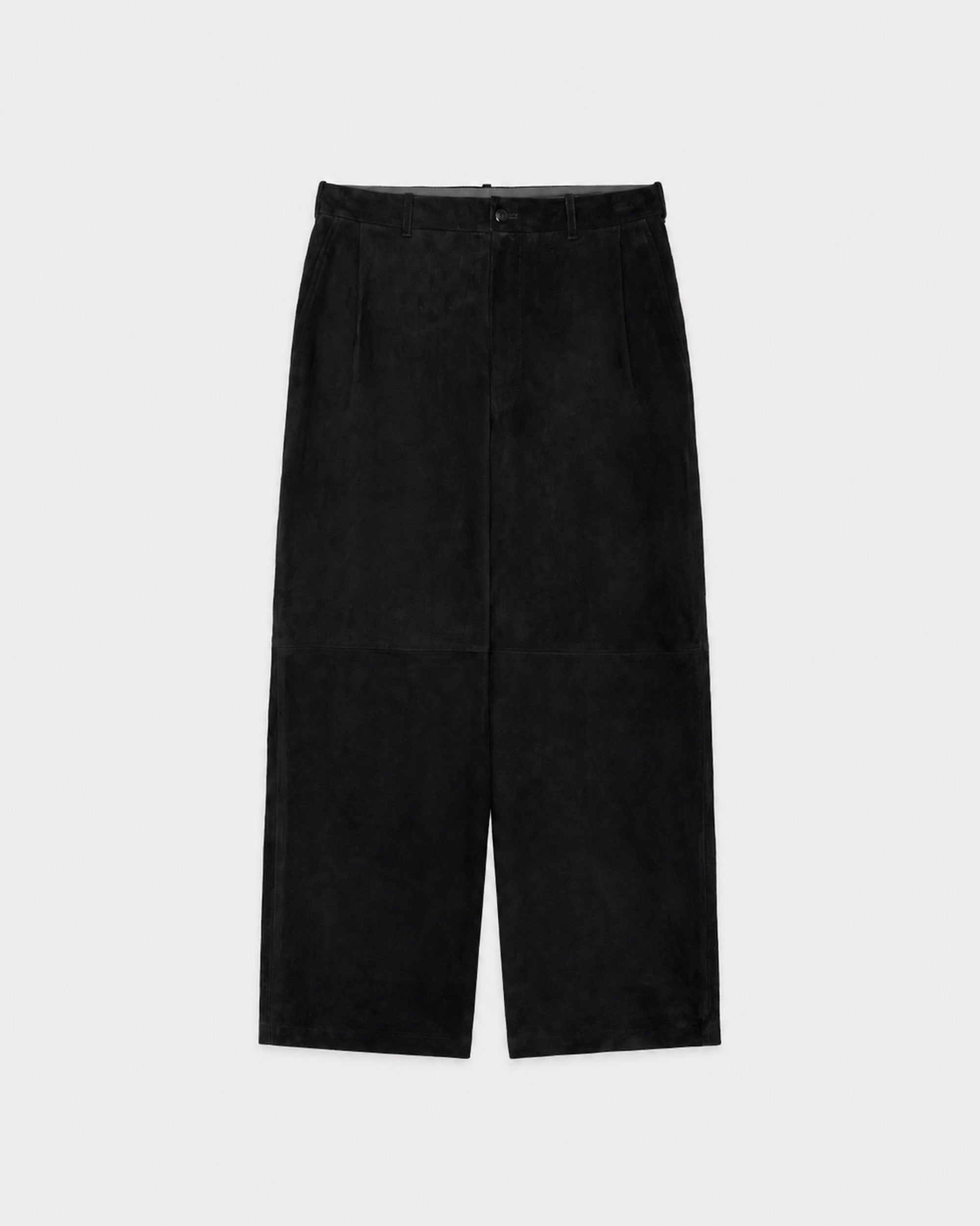 【PARKING Exclusive】Goat Suede / Single Pleat Wide Trousers, Black
