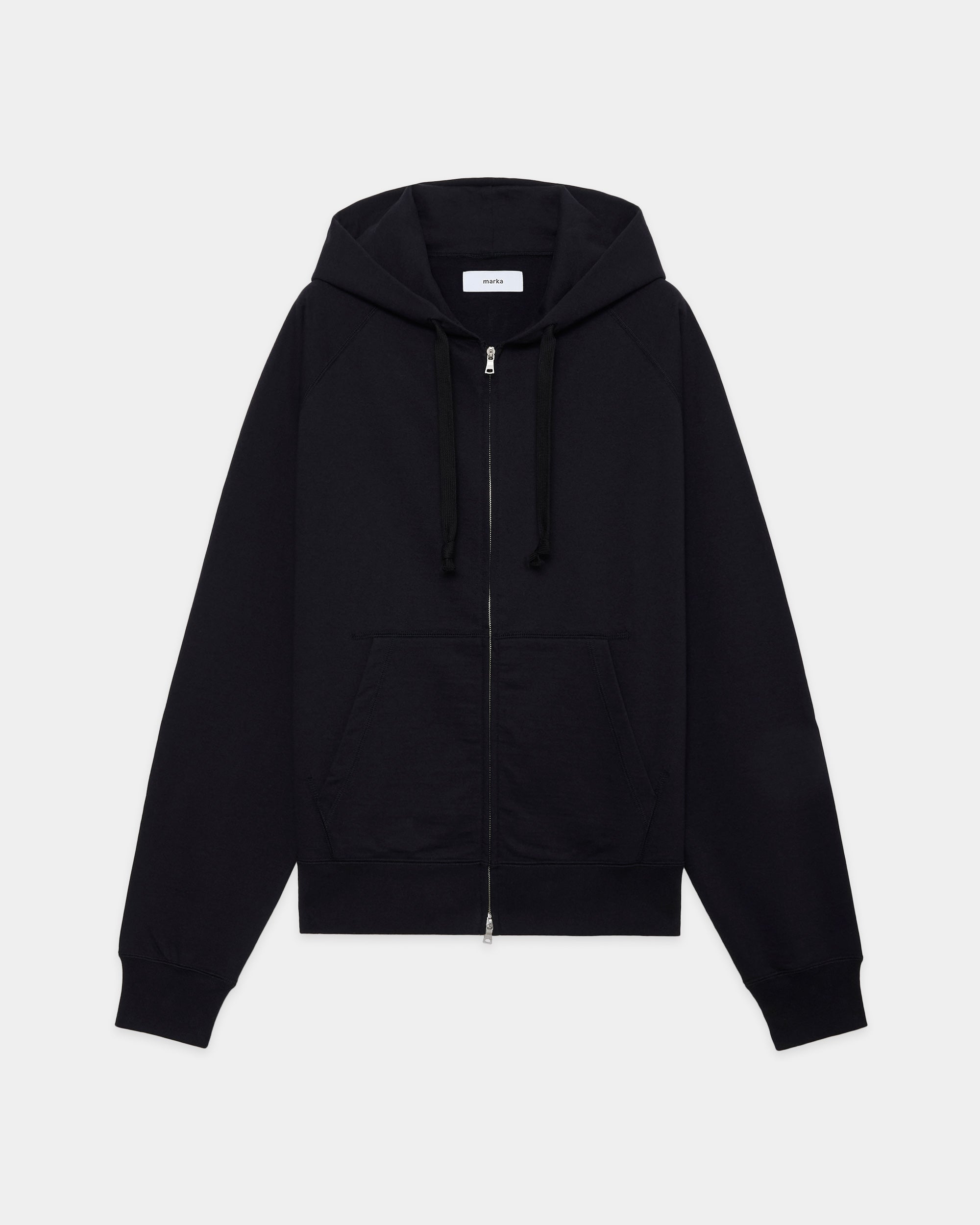 【PARKING Exclusive】Organic Cotton Open-End Yarn Inlay Brushed / Zip Parka, Black